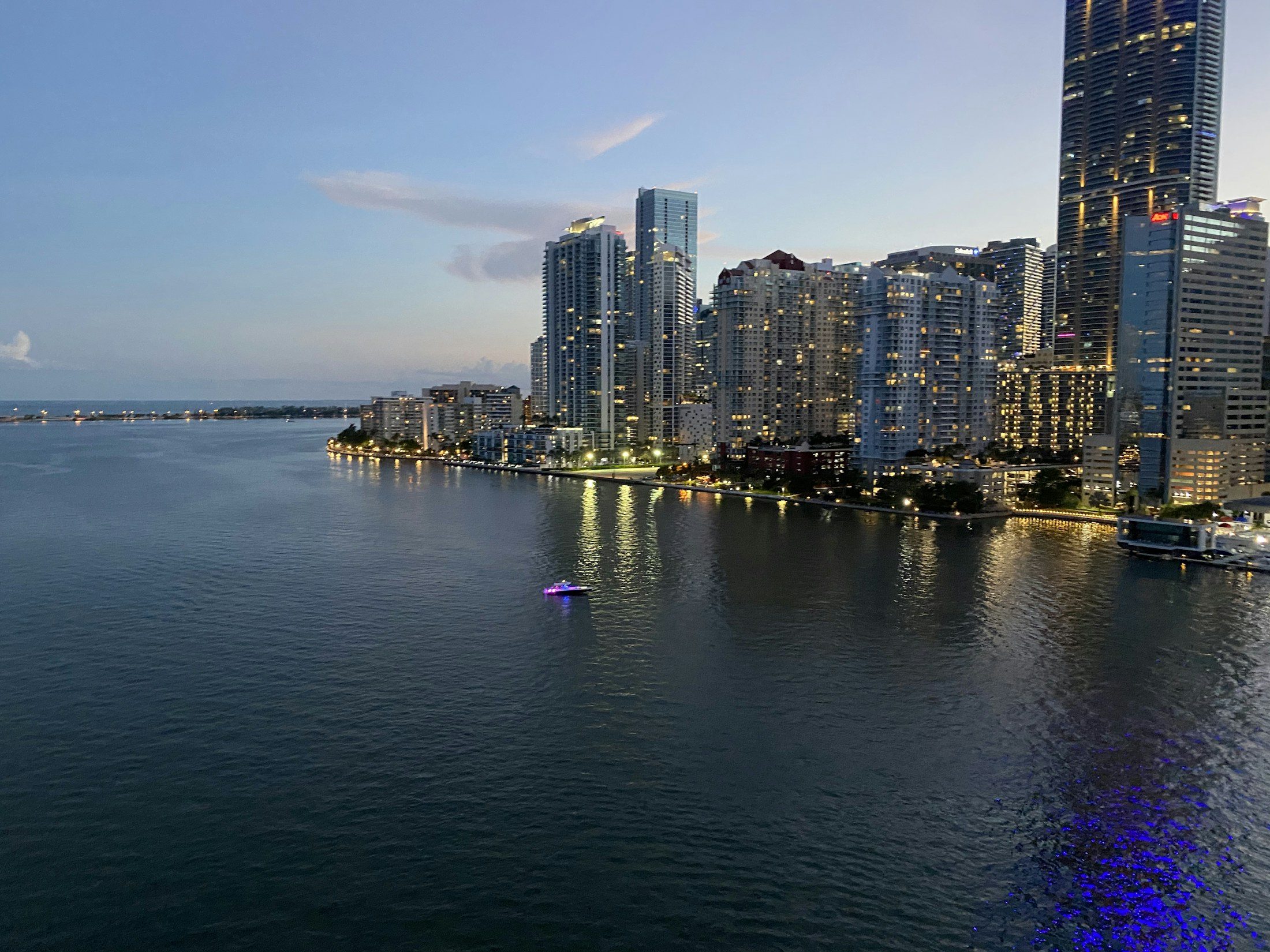 Brickell’s waterfront skyline at dusk