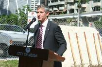 Then-Commissioner Marc Sarnoff speaking at the 2011 groundbreaking