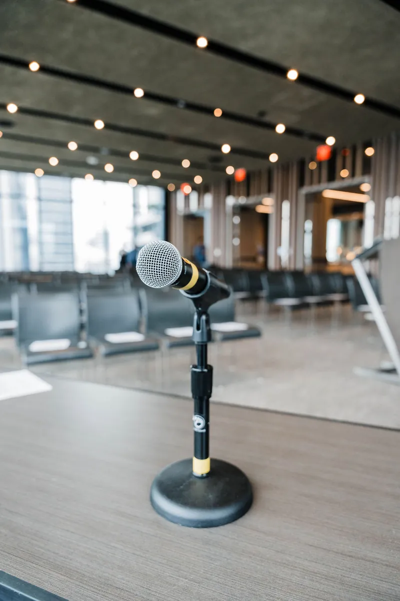 A microphone ready for a BHA community discussion