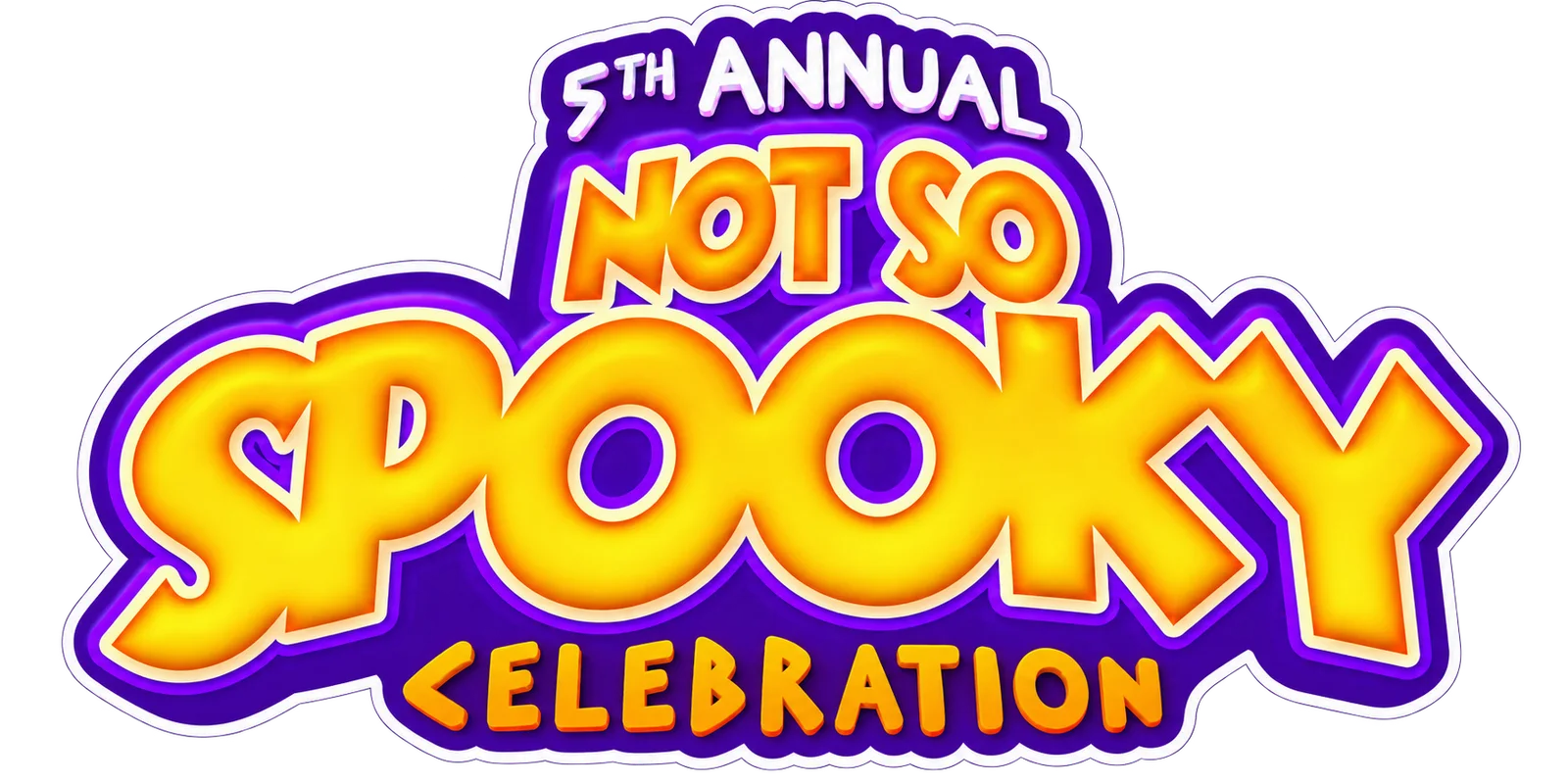 Not So Spooky Celebration sticker with purple backing and white border